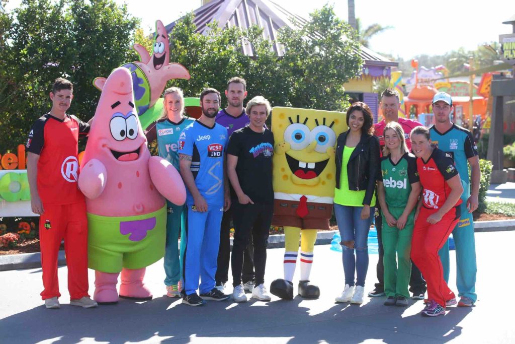 BBL Cricketers with Crash The Bash hosts Ollie McCormack and Kristy Best