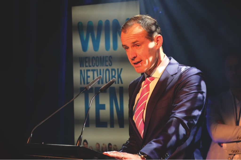 Paul Anderson speaks at a WIN function in Wollongong welcoming in TEN