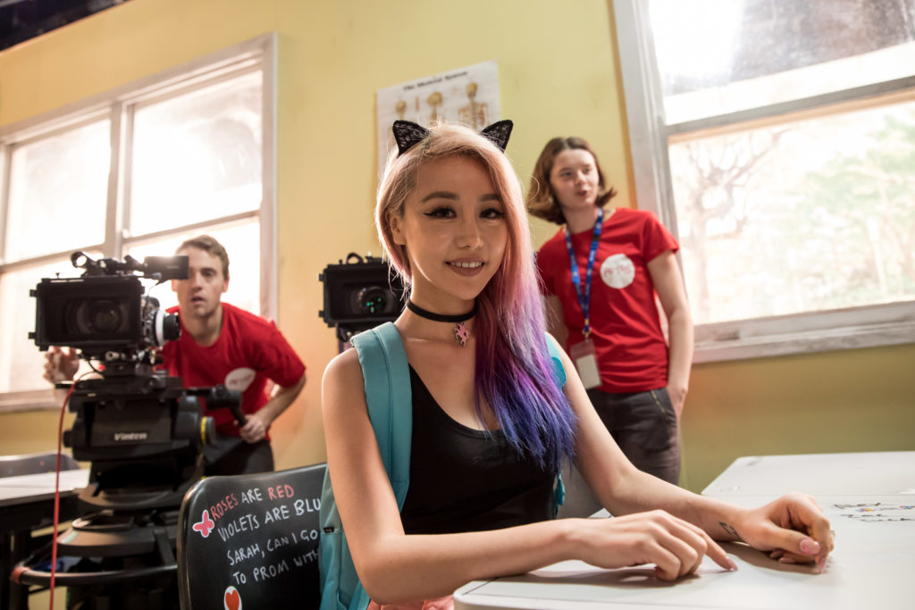 YouTuber Wengie filming an upcoming video at YouTube Space