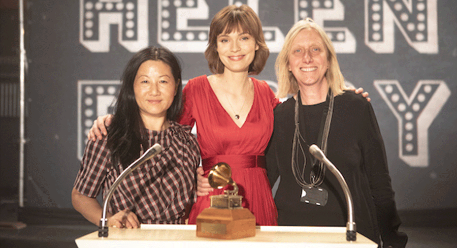 Unjoo Moon (Director), Tilda Cobham-Hervey (Helen Reddy) and Rosemary Blight (Producer)