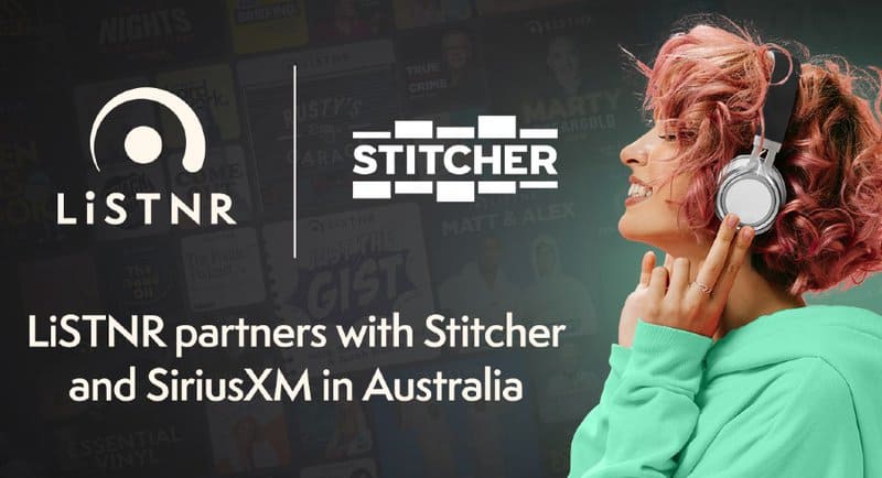 SCA logo about partnership with Listnr, Stitcher and Sirius