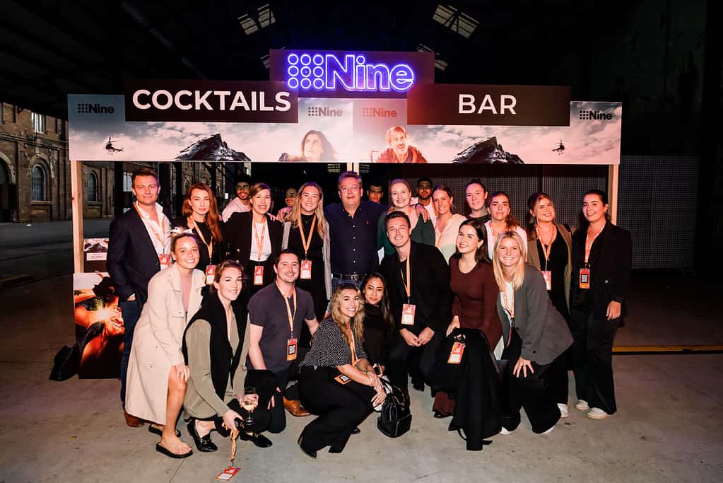 Nine’s Richard Hunwick and colleagues from Nine at their bar promoting The Summit