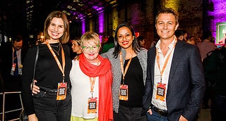 re vision ThinkTV’s Kim Portrate with IAG’s Bronny Sivell, Suncorp’s Rapthi Thanapalasingam and Nine’s Ben Campbell
