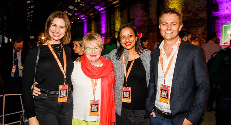 re vision ThinkTV’s Kim Portrate with IAG’s Bronny Sivell, Suncorp’s Rapthi Thanapalasingam and Nine’s Ben Campbell