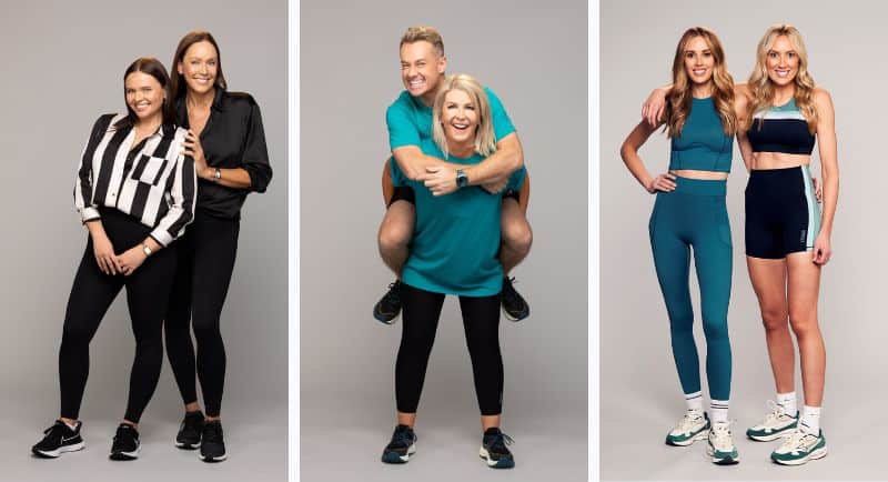 Alli and Angie Simpson, Bec Judd and Grant and Chezzi Denyet and Kate Twigley. Ten Amazing Race 2023