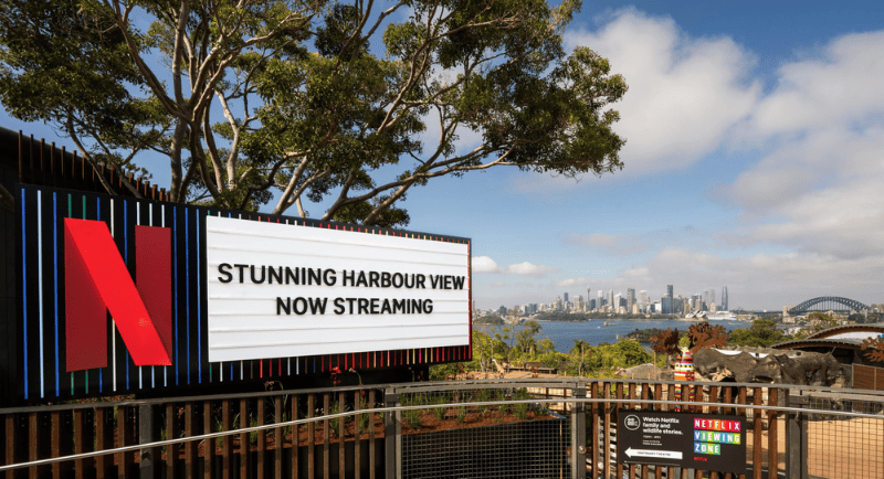 Netflix’s Marquee billboard arrives in Australia at Taronga Zoo