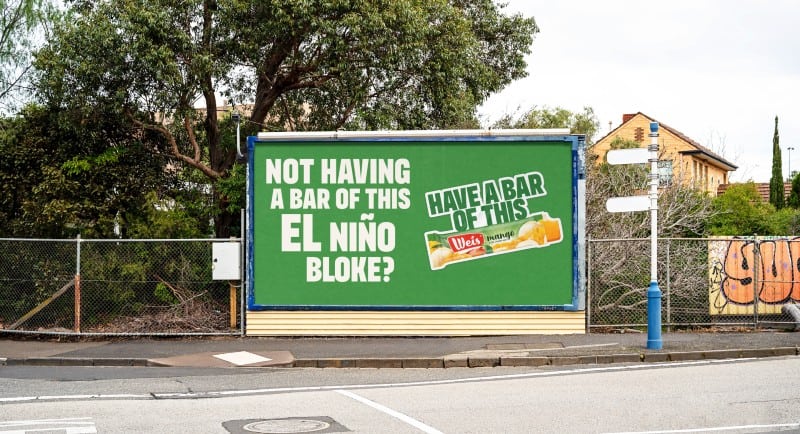 Emotive and Unilever's 'Having a bar of it' out of home (OOH) summer 2024 campaign for Weis Bars: El Nino