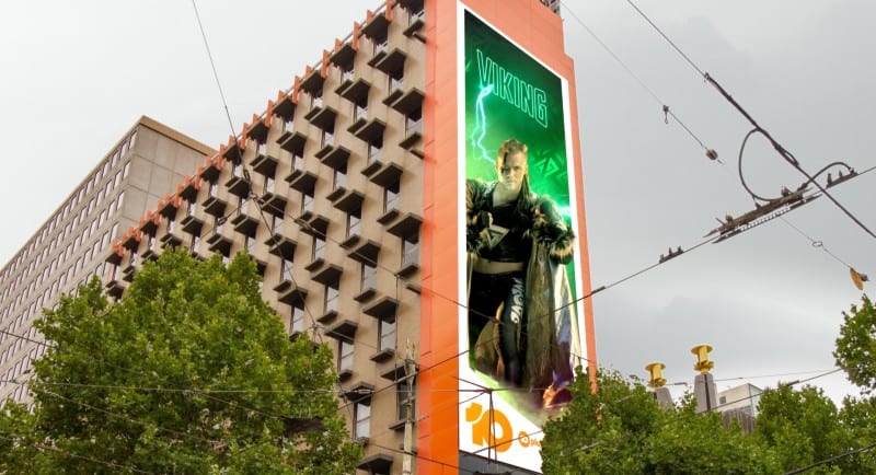 Network 10 Gladiators 3DA Billboard Bourke Street Melbourne via Paramount Australia and Cutting Edge - 15 Jan