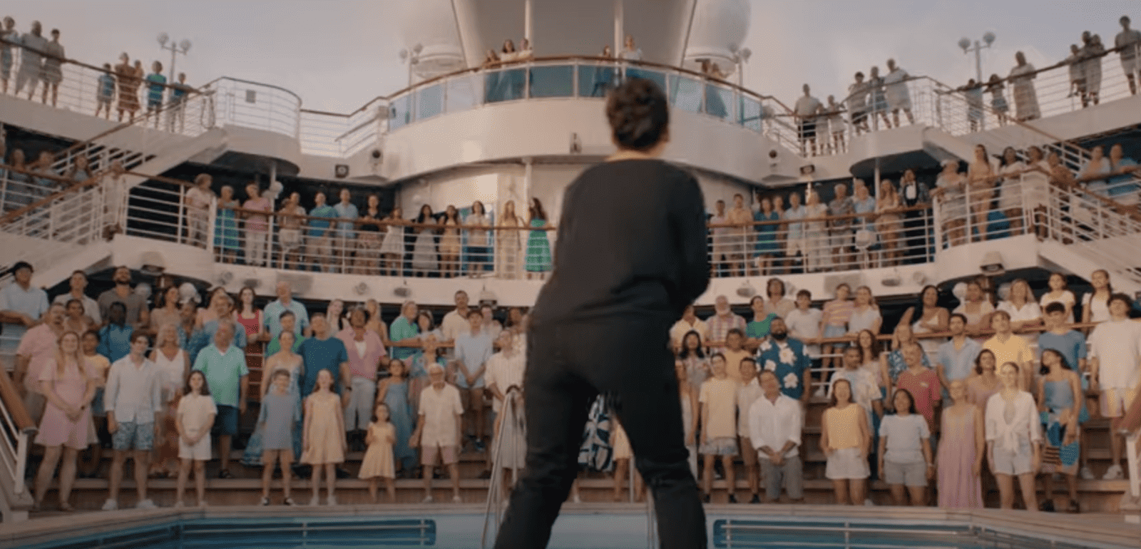 P&O imagery from campaign choir singing on board a cruise ship
